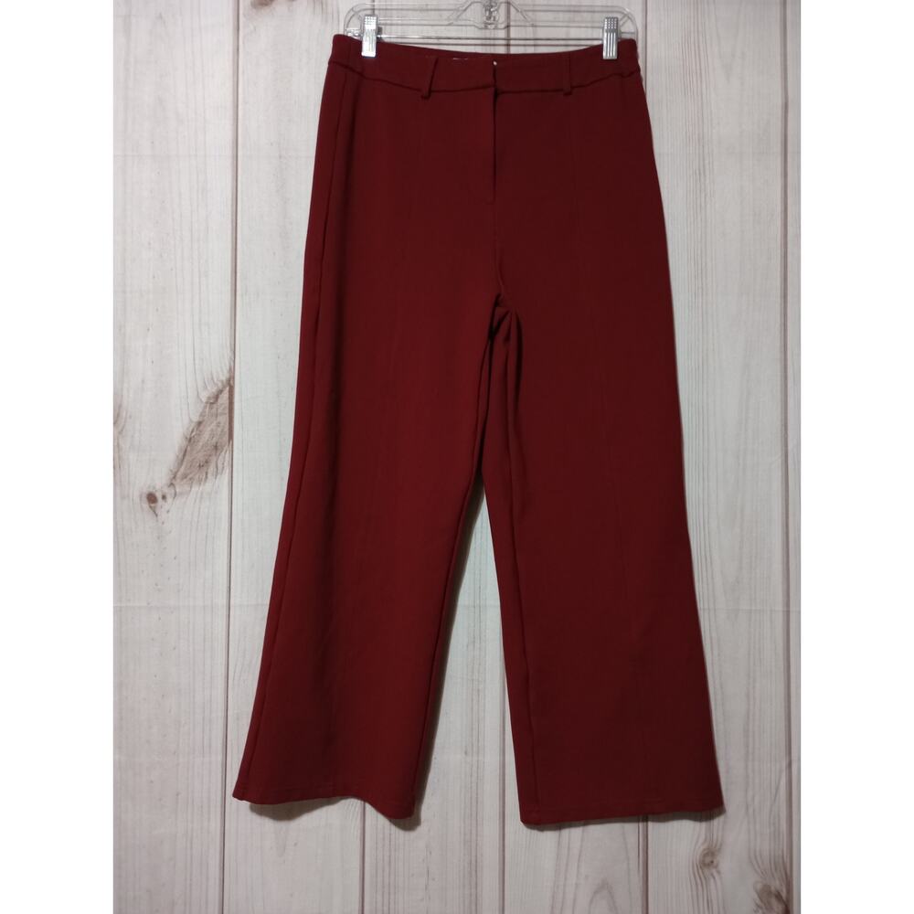 Bagatelle Collection Burgundy Wide Leg High Rise Ponte Trousers Womens Large